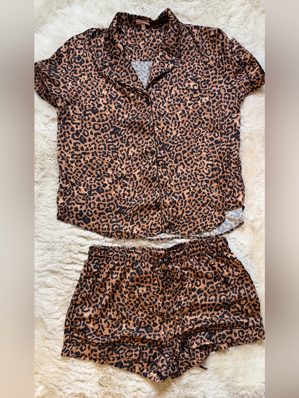 Show Me Your MuMu Satin Leopard-Print Pajama Set - Brown Black